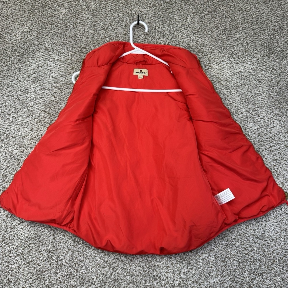 Woolrich Vest Women's Size Small Red Quilted Duck Down Puffer Full Zip Pockets - Picture 8 of 15
